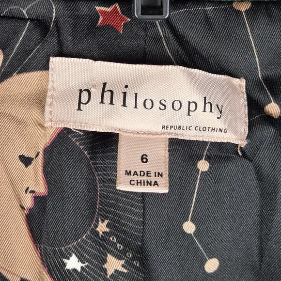 Philosophy Womens Size 6 Green Waffle Knit Celestial Print Lined Blazer Jacket - Picture 2 of 13